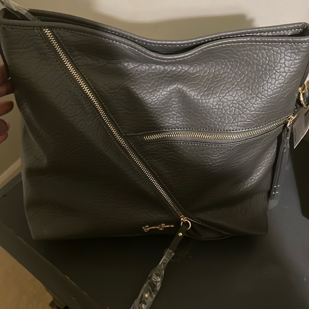 Jessica Simpson Zoe Zip Hobo Bag Purse Charcoal Gray NWT